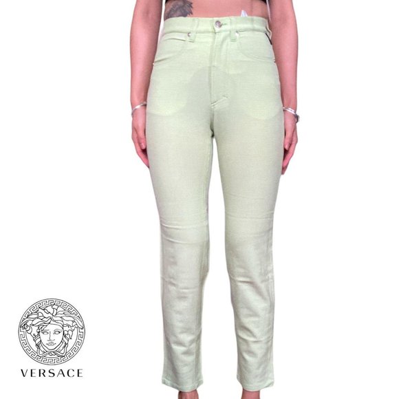 versace jeans couture y2k lime green sweat pants like denim 26” - Picture 2 of 4